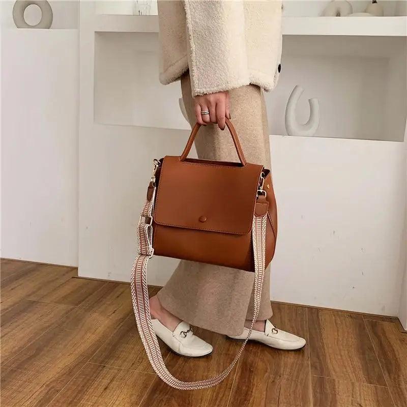Large Capacity PU Leather Shoulder Bag Elegant Messenger Tote