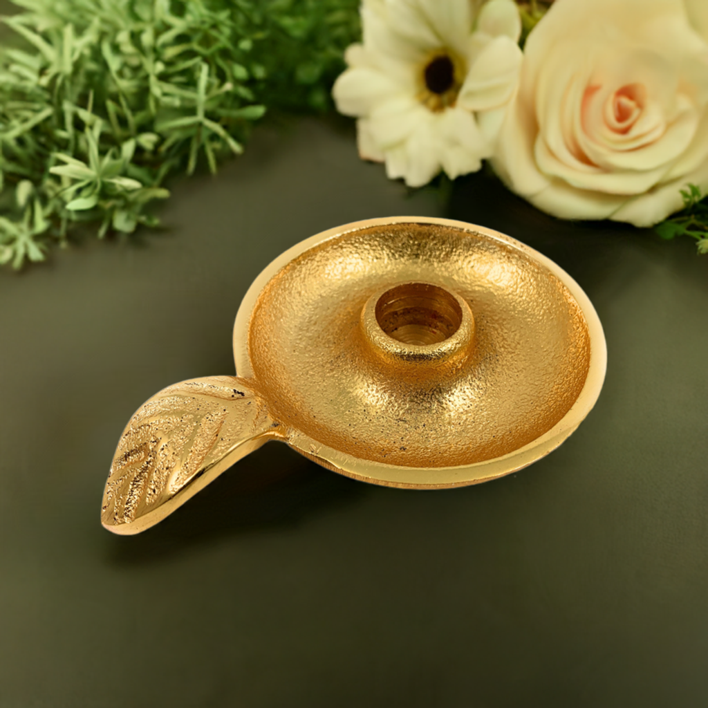 Golden Taper Candlestick Holder Dish