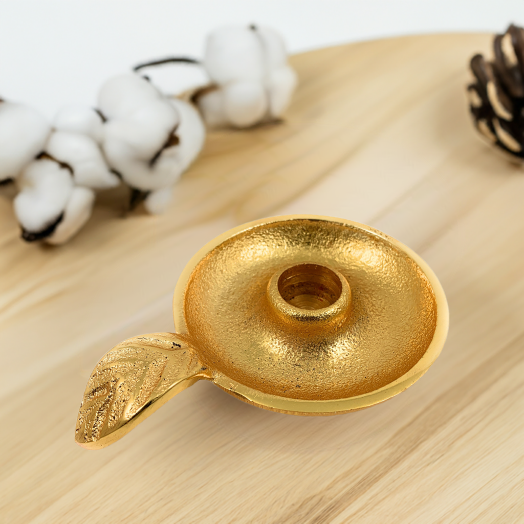 Golden Taper Candlestick Holder Dish