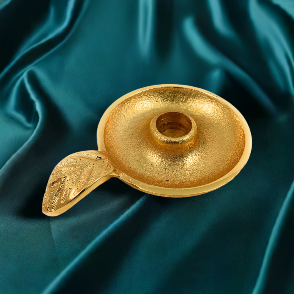 Golden Taper Candlestick Holder Dish