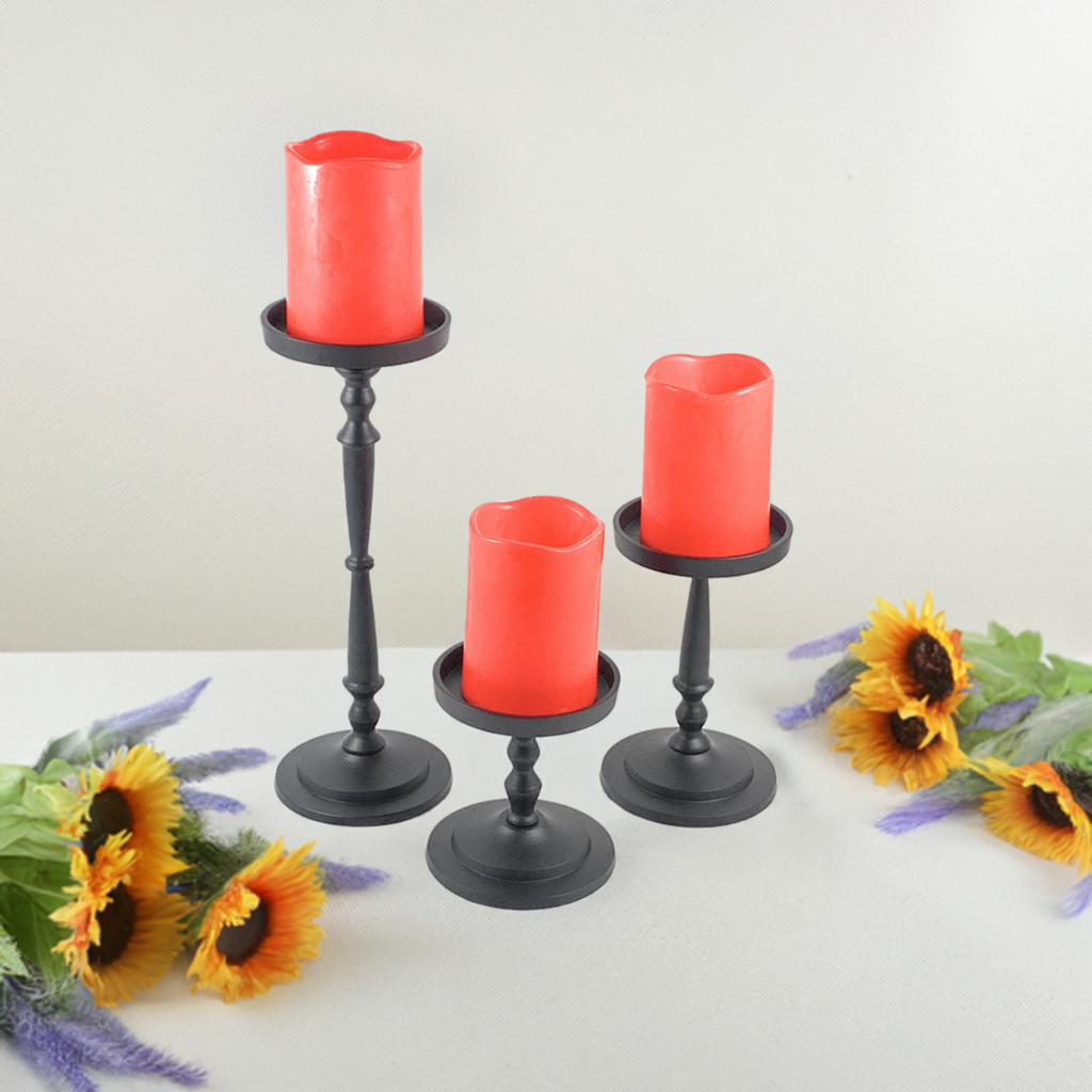 Pillar Candle Holder Set of 3 Black