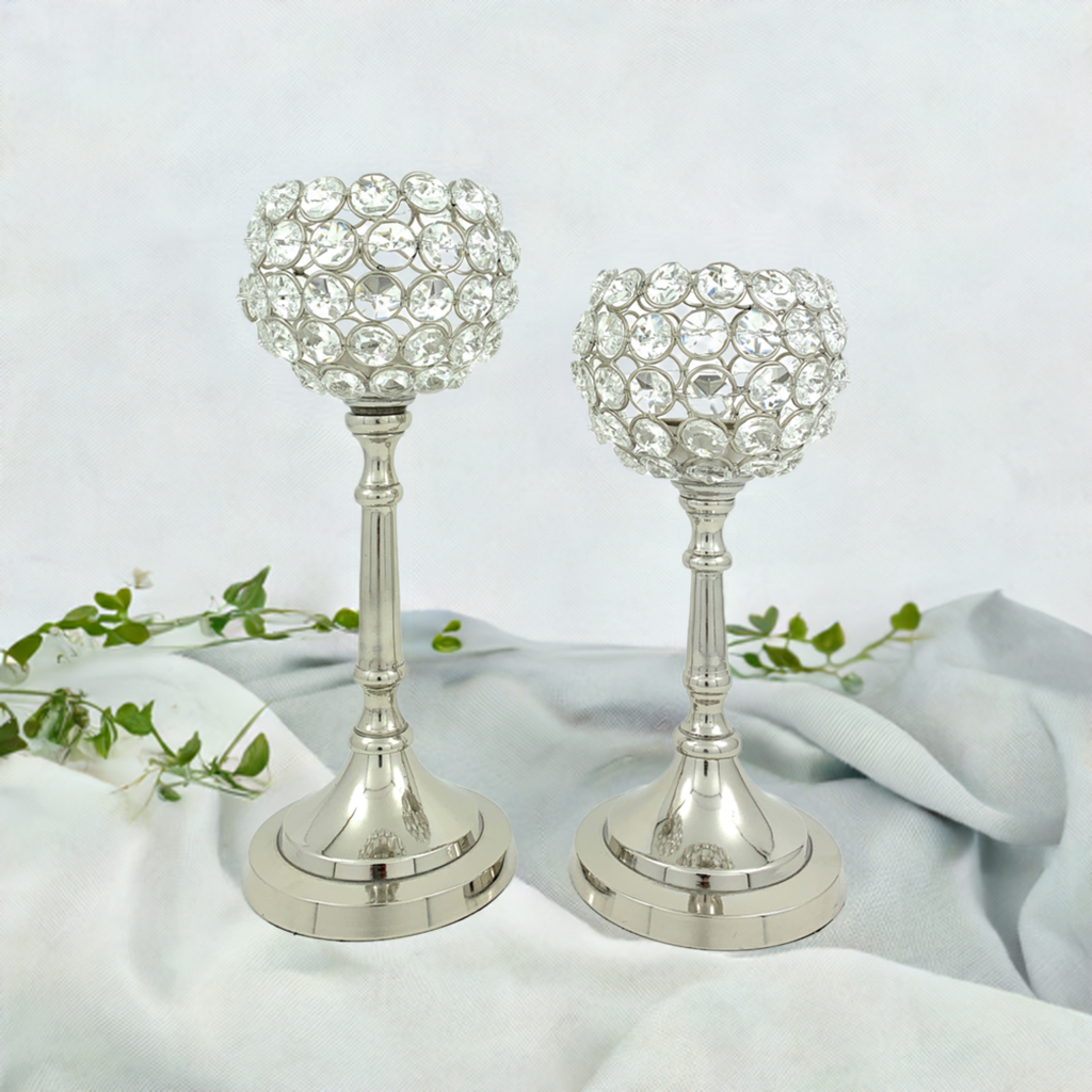 Vibhsa Hurricane  Set of 2 Crystal Candle Holder