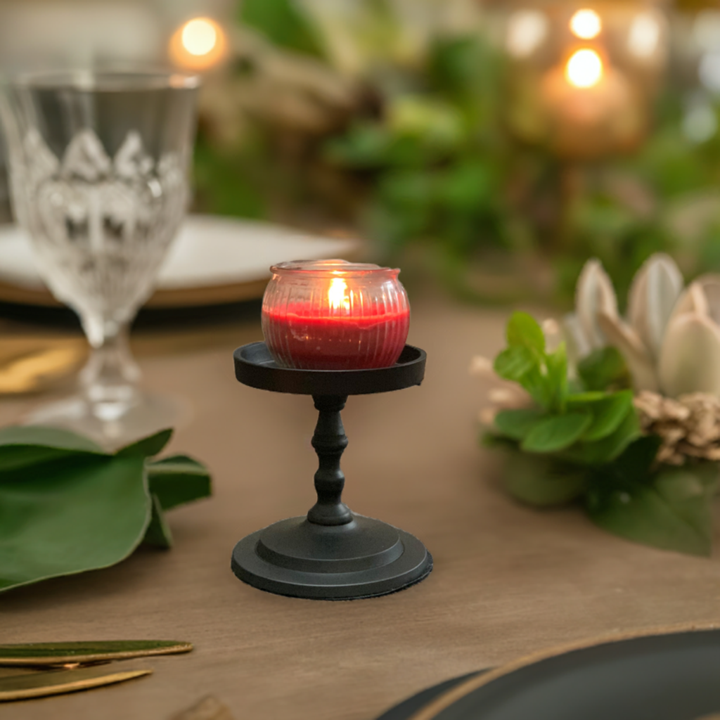 Vibhsa Pillar Candle Holder - Matte Black (4.5"H)