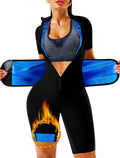 MOLLDAN Sauna Suit for Women Slimming Jumpsuit Full Body Heat Trapping Shirt Sweat Waist Trainer Top with ZipperAdjustable WaistBreathable Armpit and Crotch(70017-01-L)