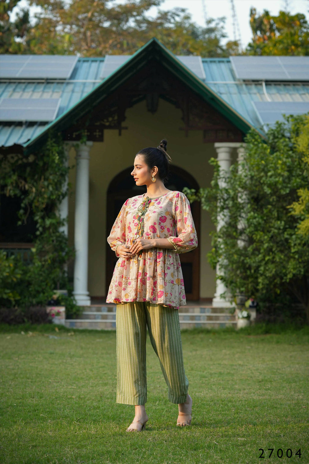 Women's Casual Fashionable Multi Mull Cotton co-ord set - Anya