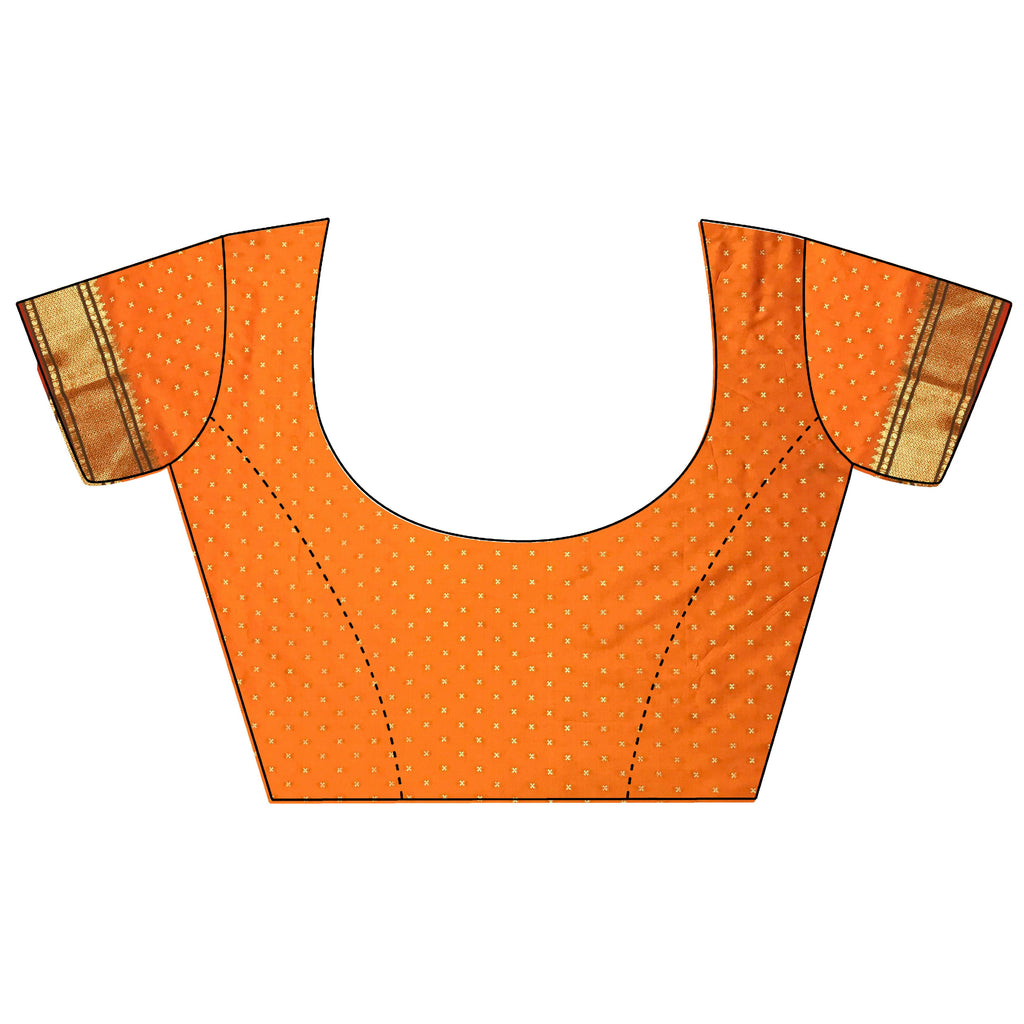 Orange Butti Woven Soft Lichi Silk Paithani Saree