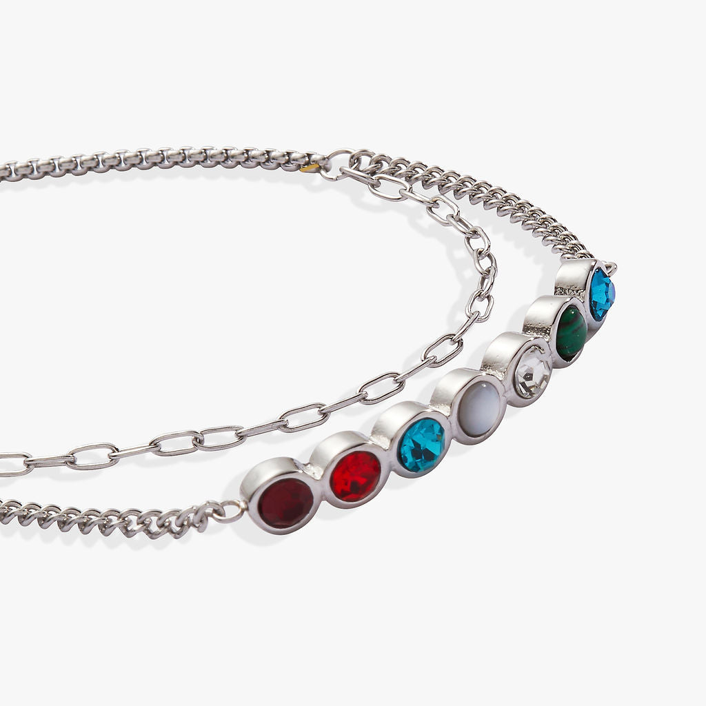Grandma Acrostic Gemstone Bolo Bracelet with Hidden Message