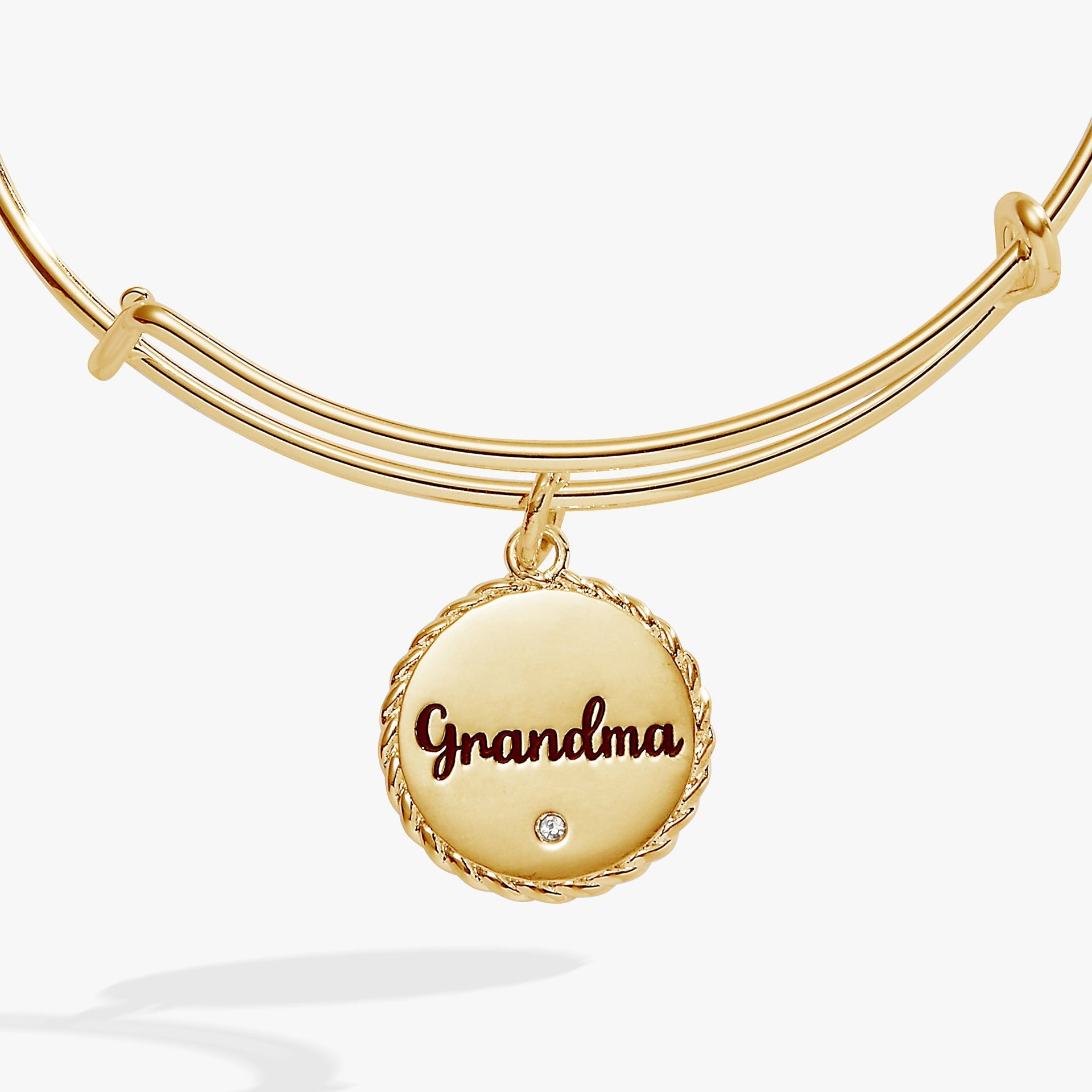 Grandma Charm Bangle Bracelet with Crystal in Gold and Silver
