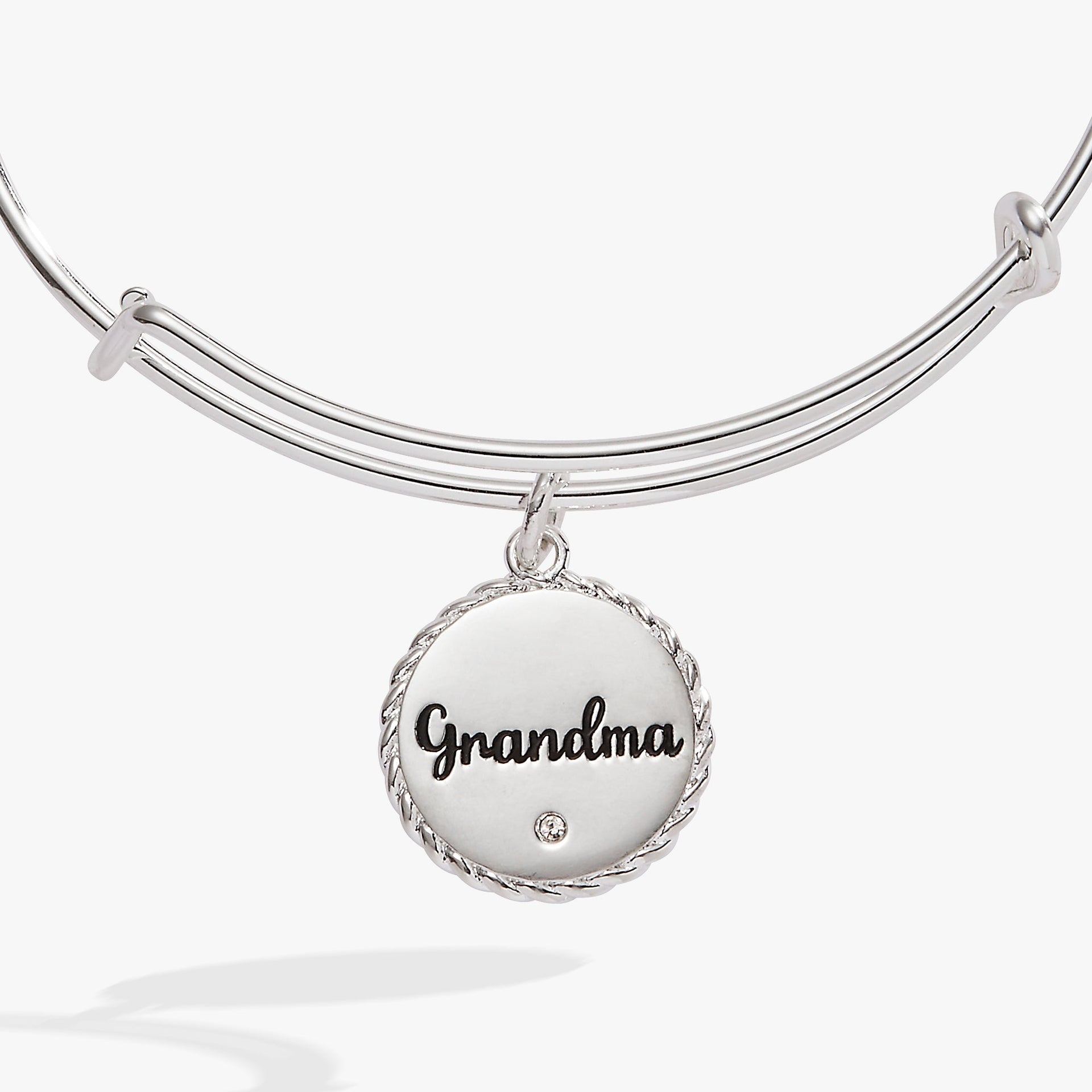 Grandma Charm Bangle Bracelet with Crystal in Gold and Silver