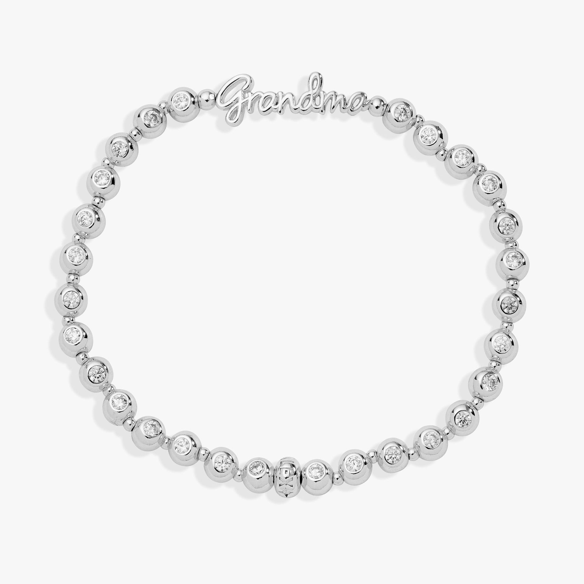 Grandma Elongated Crystal Stretch Bracelet in Script