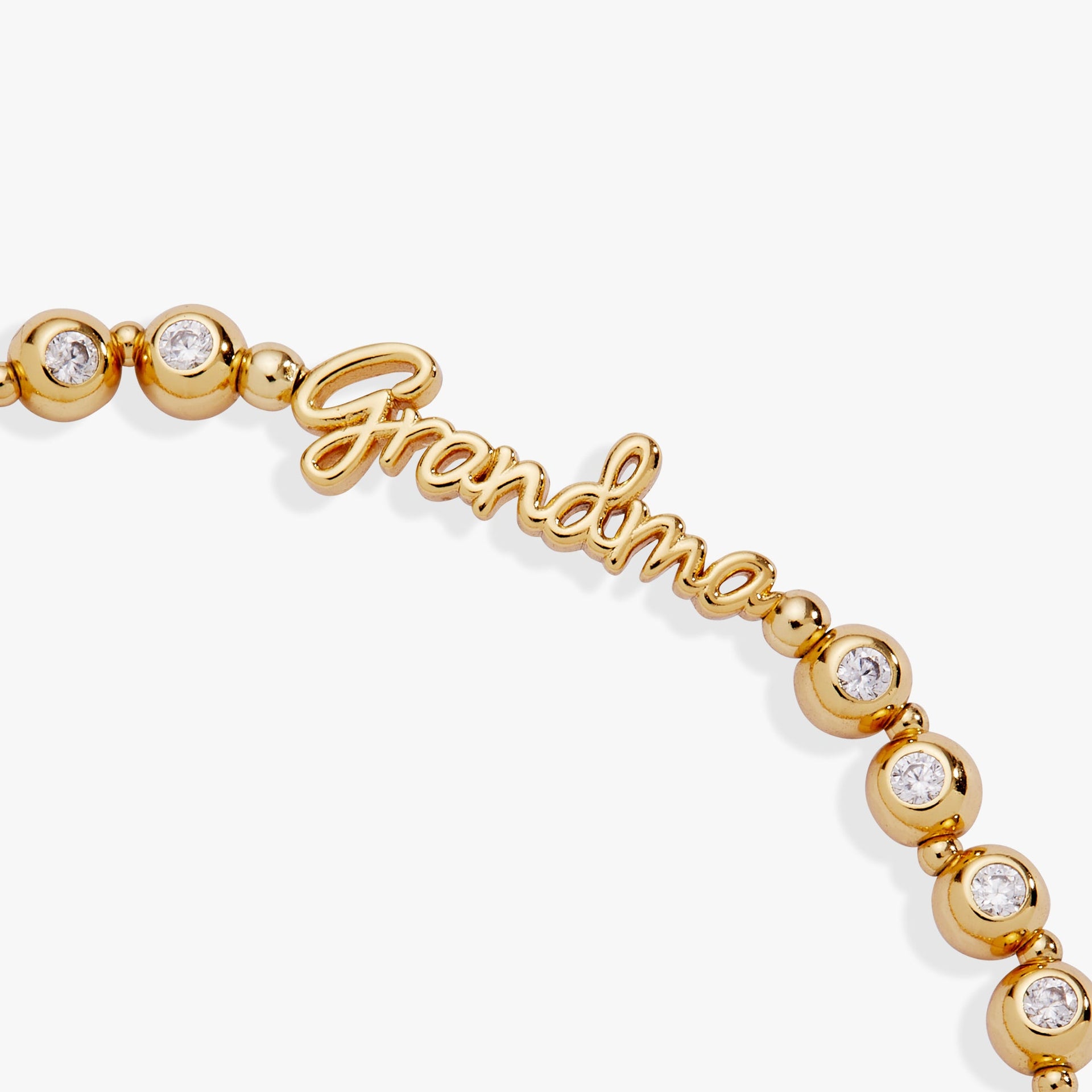 Grandma Elongated Crystal Stretch Bracelet in Script