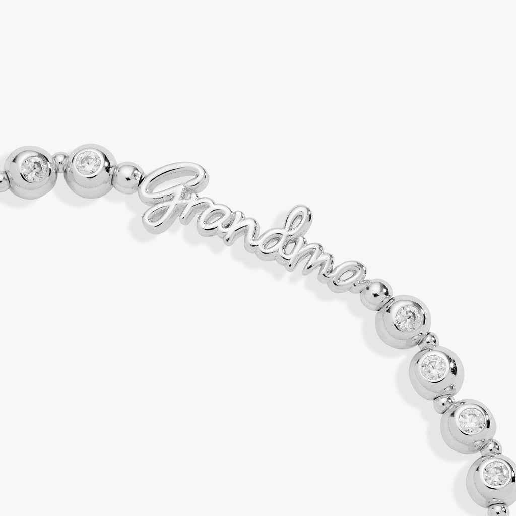 Grandma Elongated Crystal Stretch Bracelet in Script