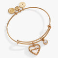 Alex And Ani Grandma expandable bangle with Mother of Pearl heart charm and clear crystal