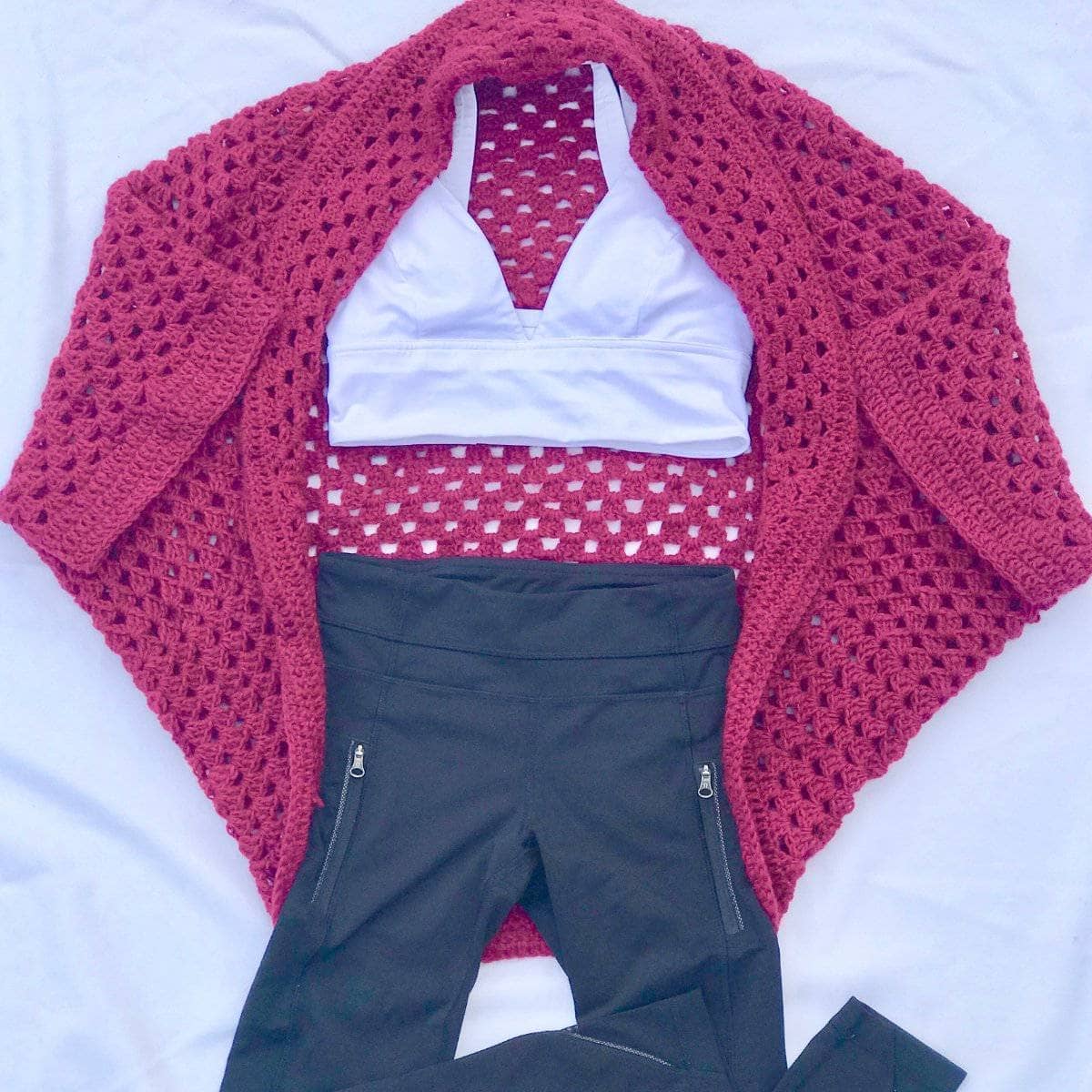 Bohemian Granny Square Crochet Cardigan Pattern - Deep Berry