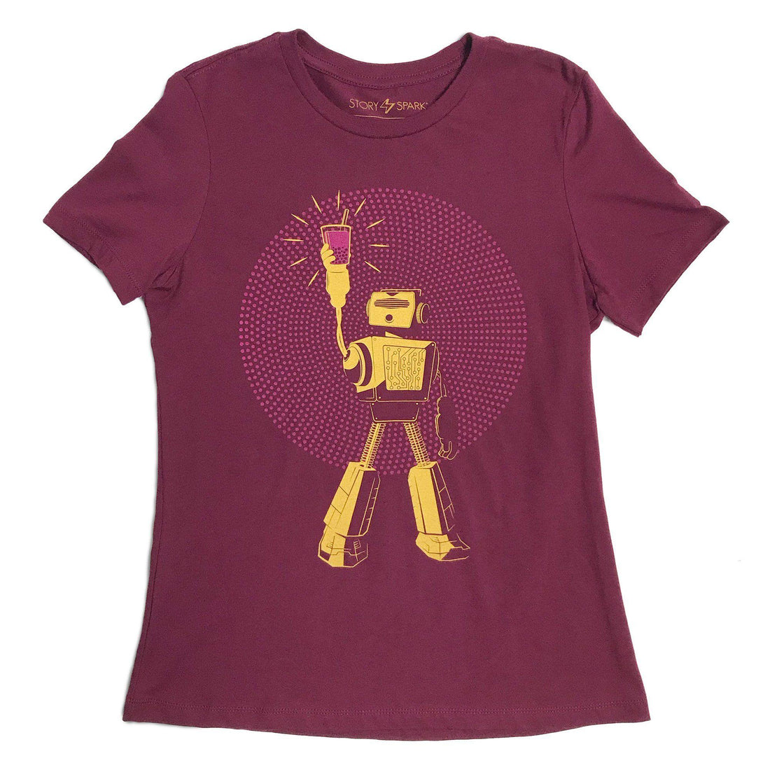 Women's Boba Bot Graphic T-Shirt in Maroon