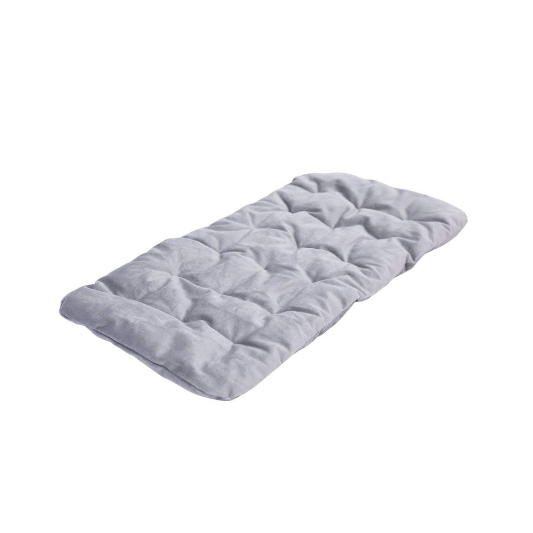 A soft gray sleeping cat pillow designed to provide comfort and boundary for feline pets