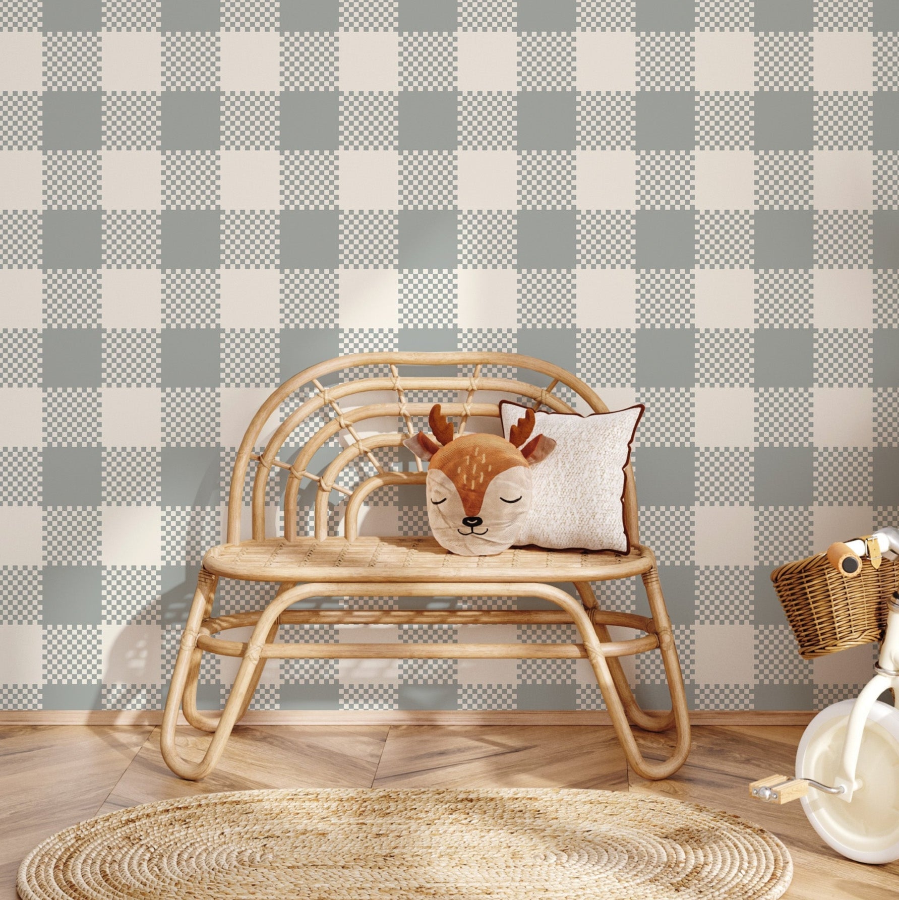 Stetson Geometric Wallpaper, Classic Blue and White