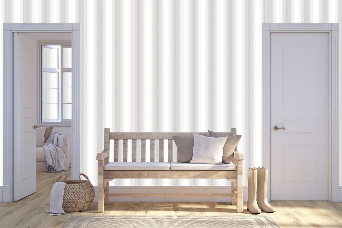 Ansel Striped Wallpaper in White, Pale Blue, Pink, and Yellow