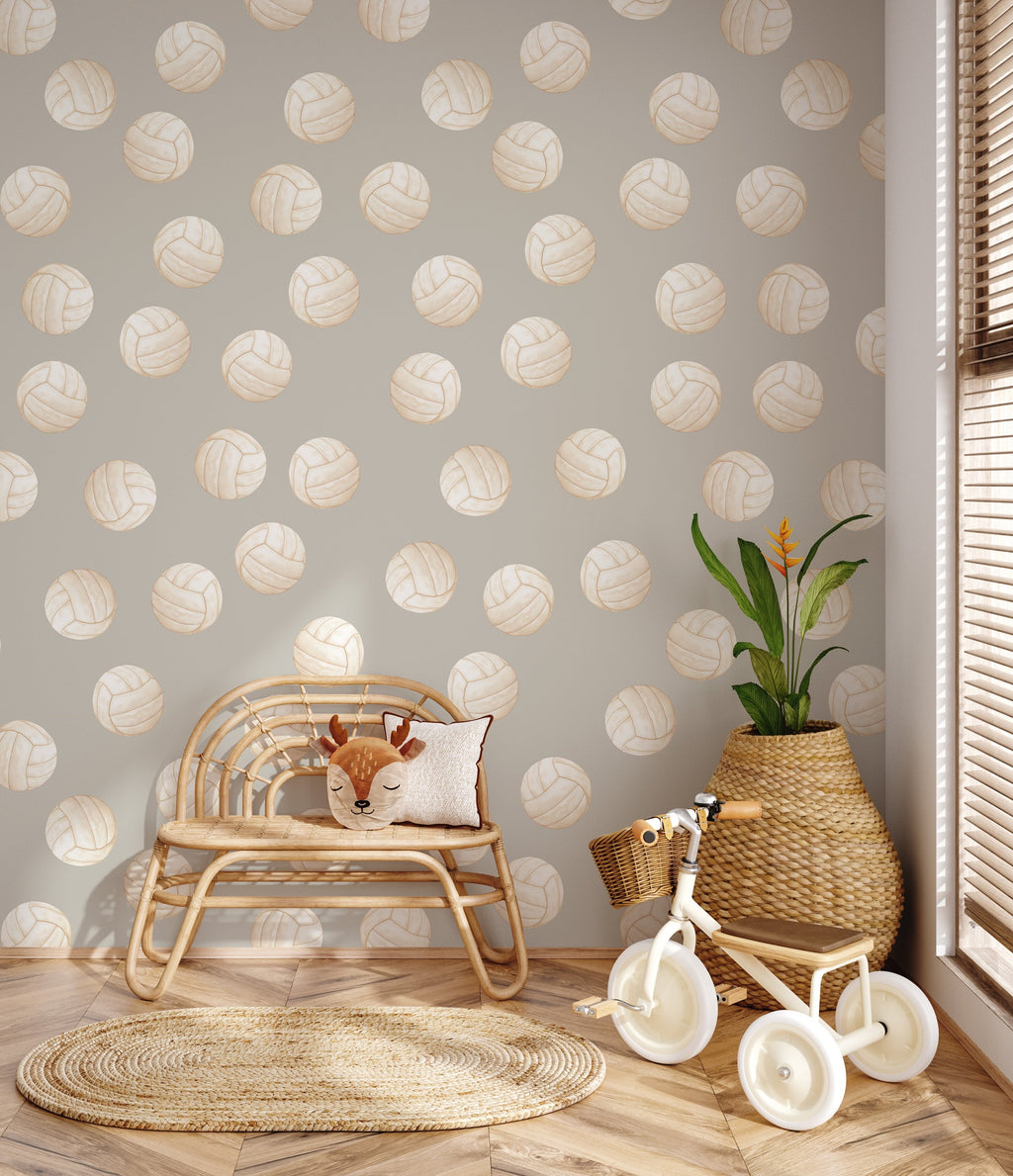 Volley Removable Wallpaper in Dusty-Rose and Off-White
