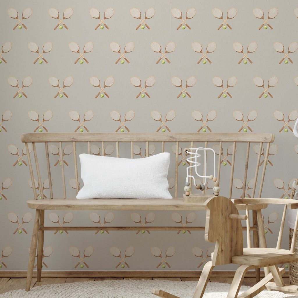 Deuce Wallpaper: Preppy Vintage-Inspired Sage, Pink & Beige Decor
