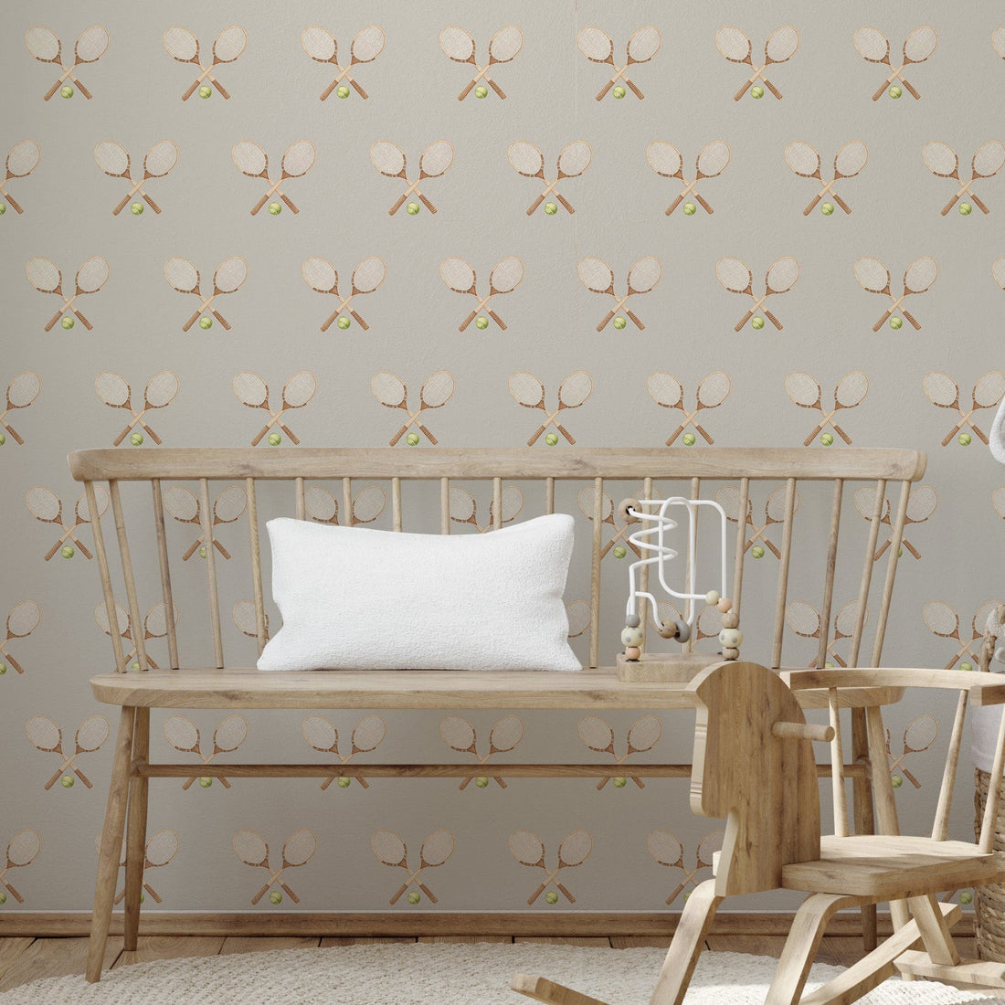 Deuce Wallpaper: Preppy Vintage-Inspired Sage, Pink & Beige Decor
