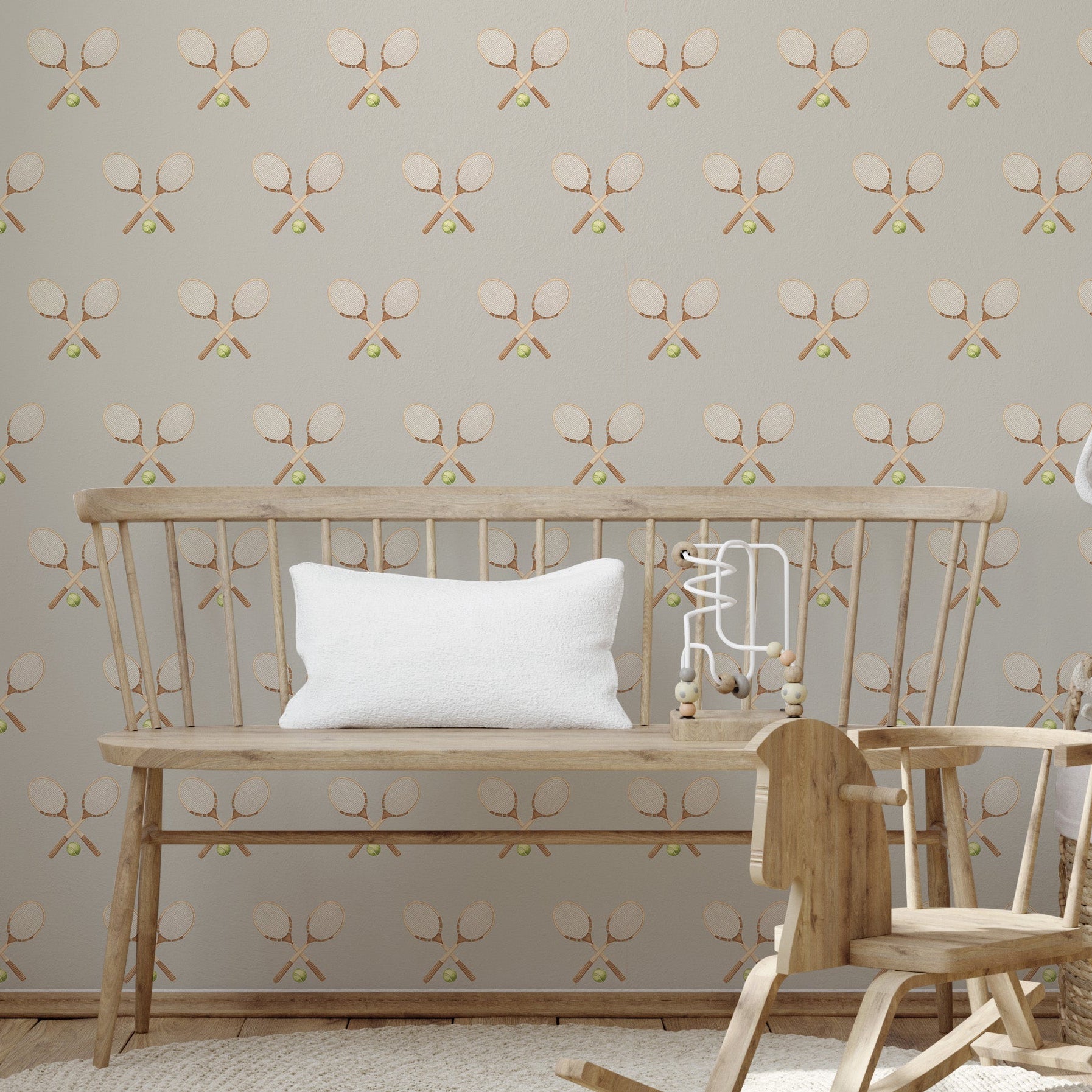 Deuce Wallpaper: Preppy Vintage-Inspired Sage, Pink & Beige Decor