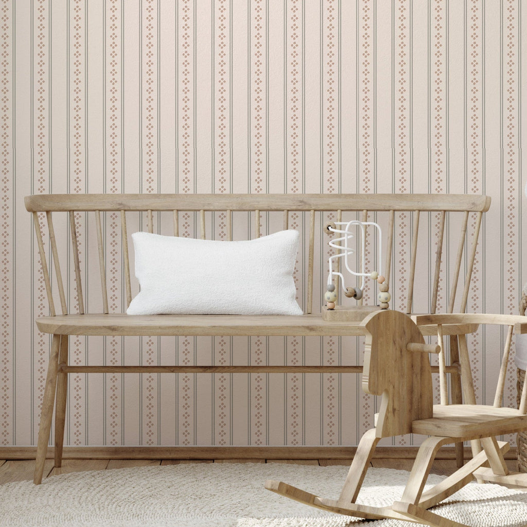 Bridger Striped Removable Wallpaper in Beige, Blue, and White