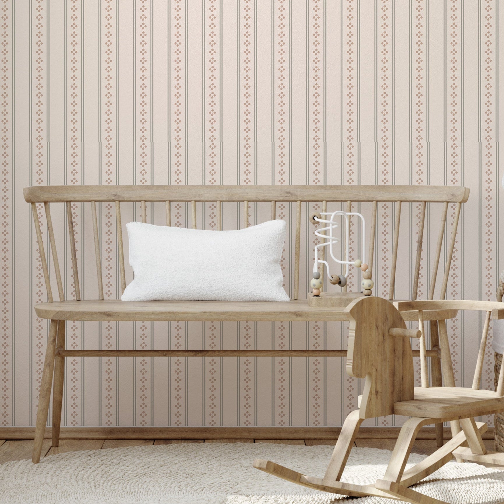 Bridger Striped Removable Wallpaper in Beige, Blue, and White