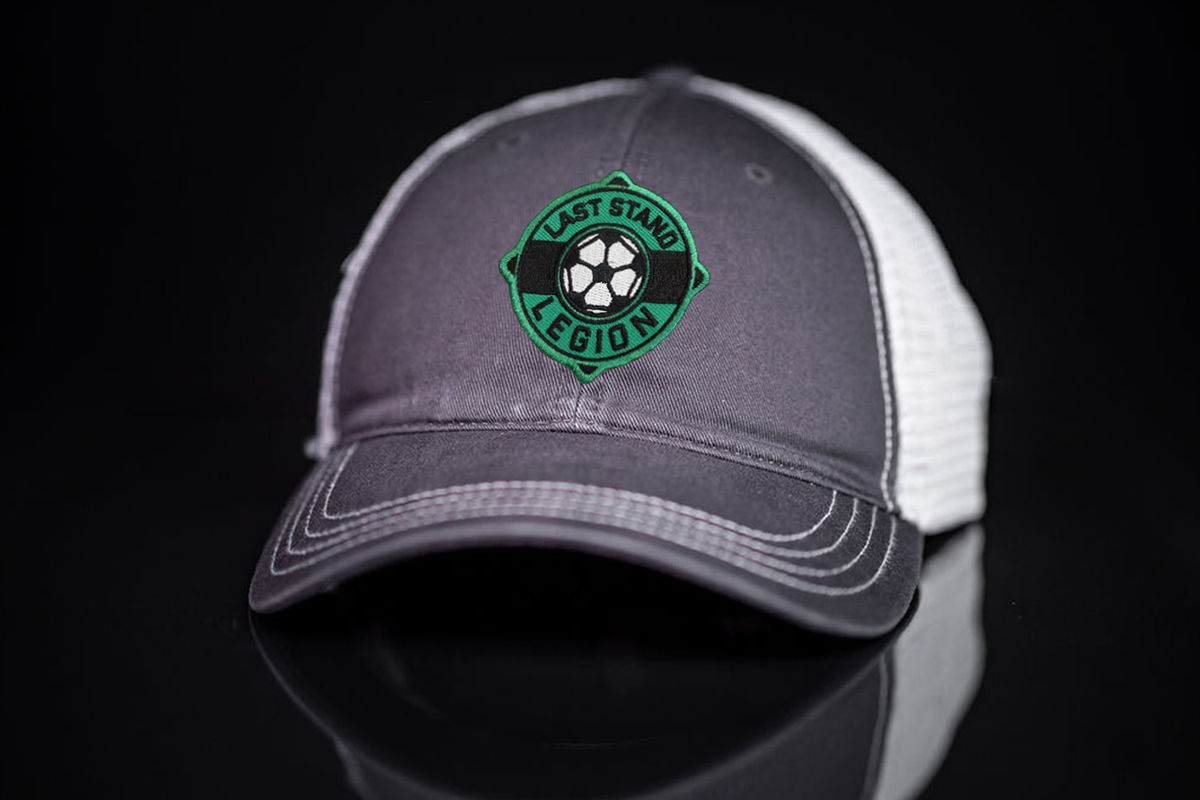 Legion Soccer Ball Graphic Curved Bill Mesh Snapback Cap