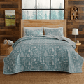 Winter Solstice Collection 3 Piece Lodge Woods Quilt Set Blue
