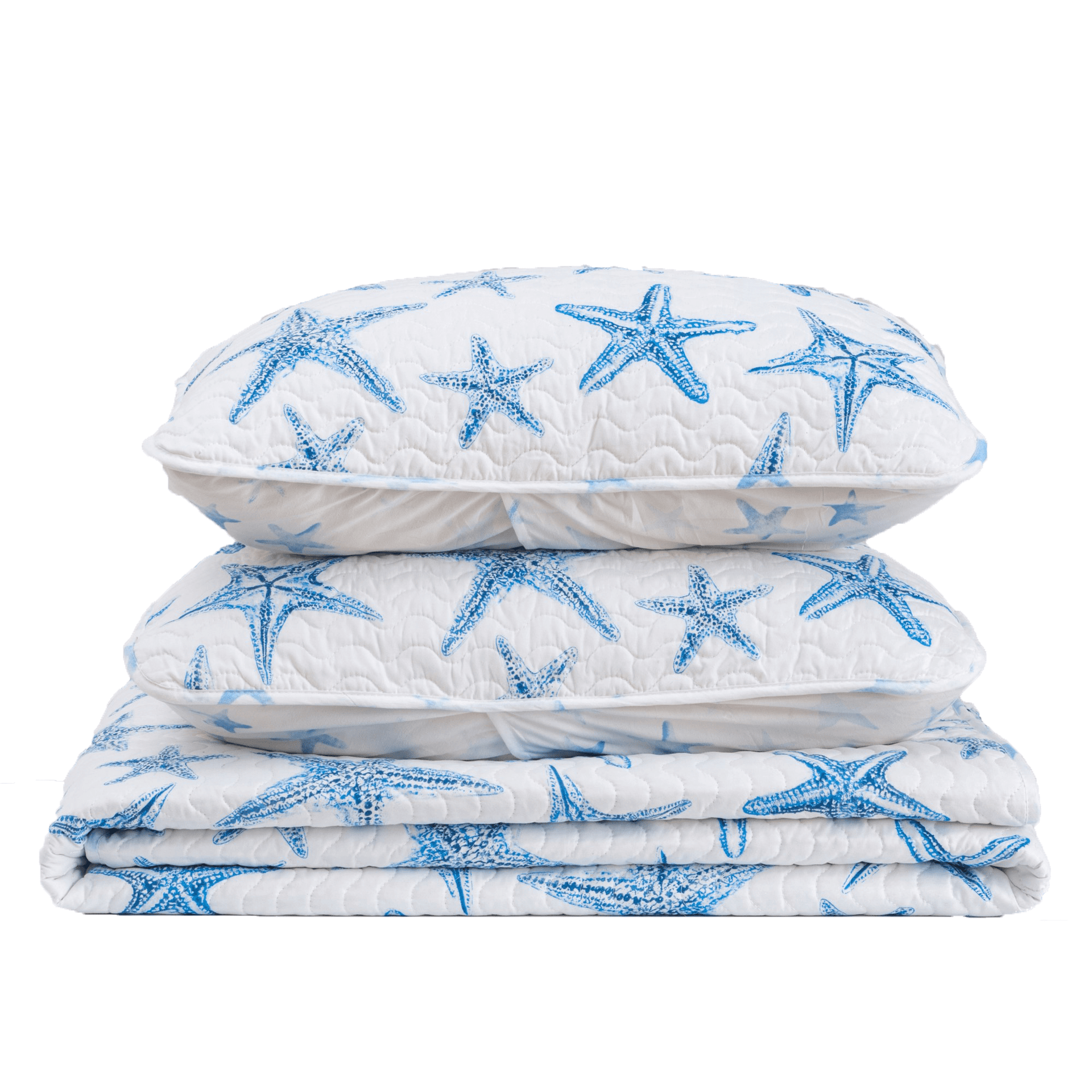 Blue Seashell Coastal Quilt Set - Trinidad Collection