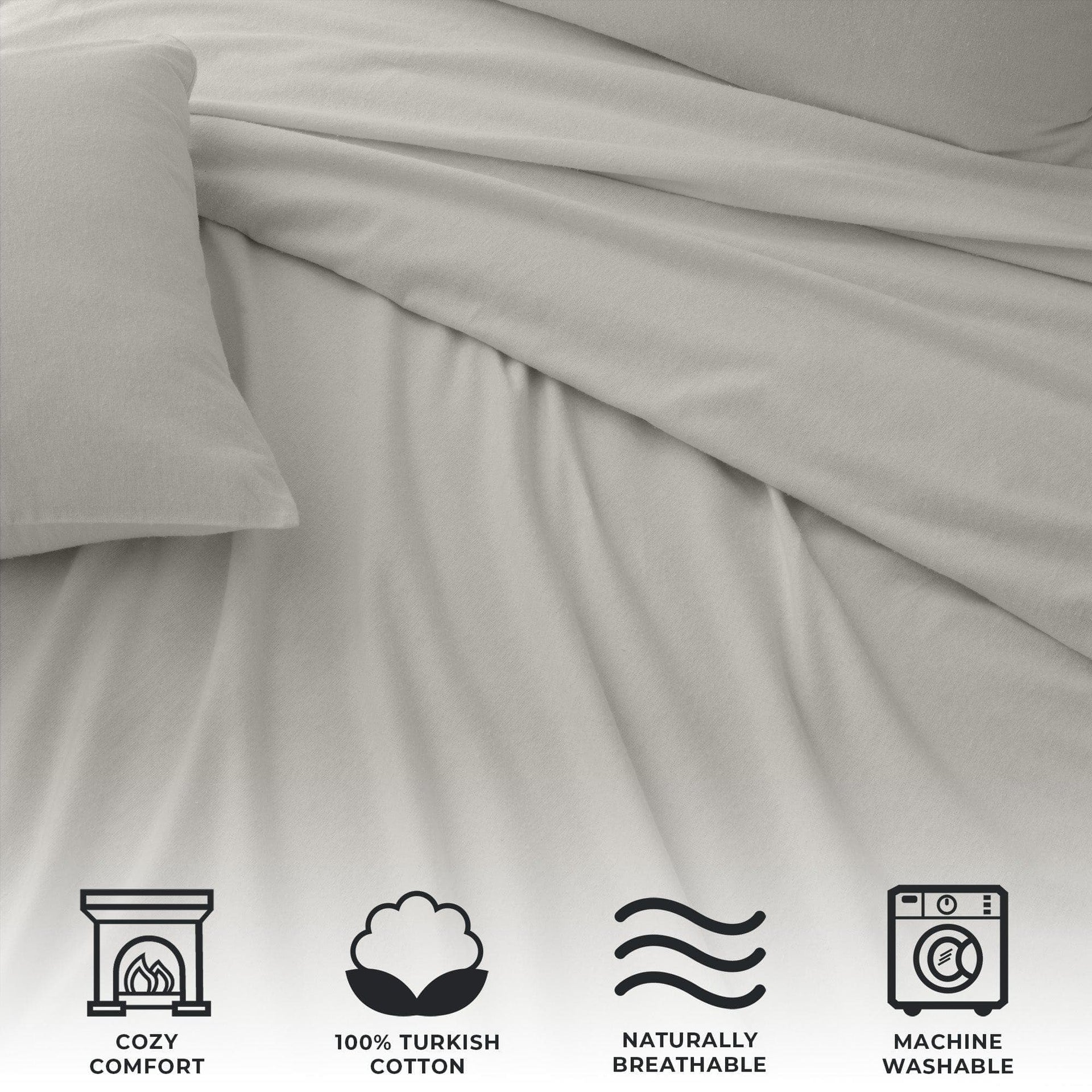 Cotton Solid Flannel Sheet - Nordic Collection