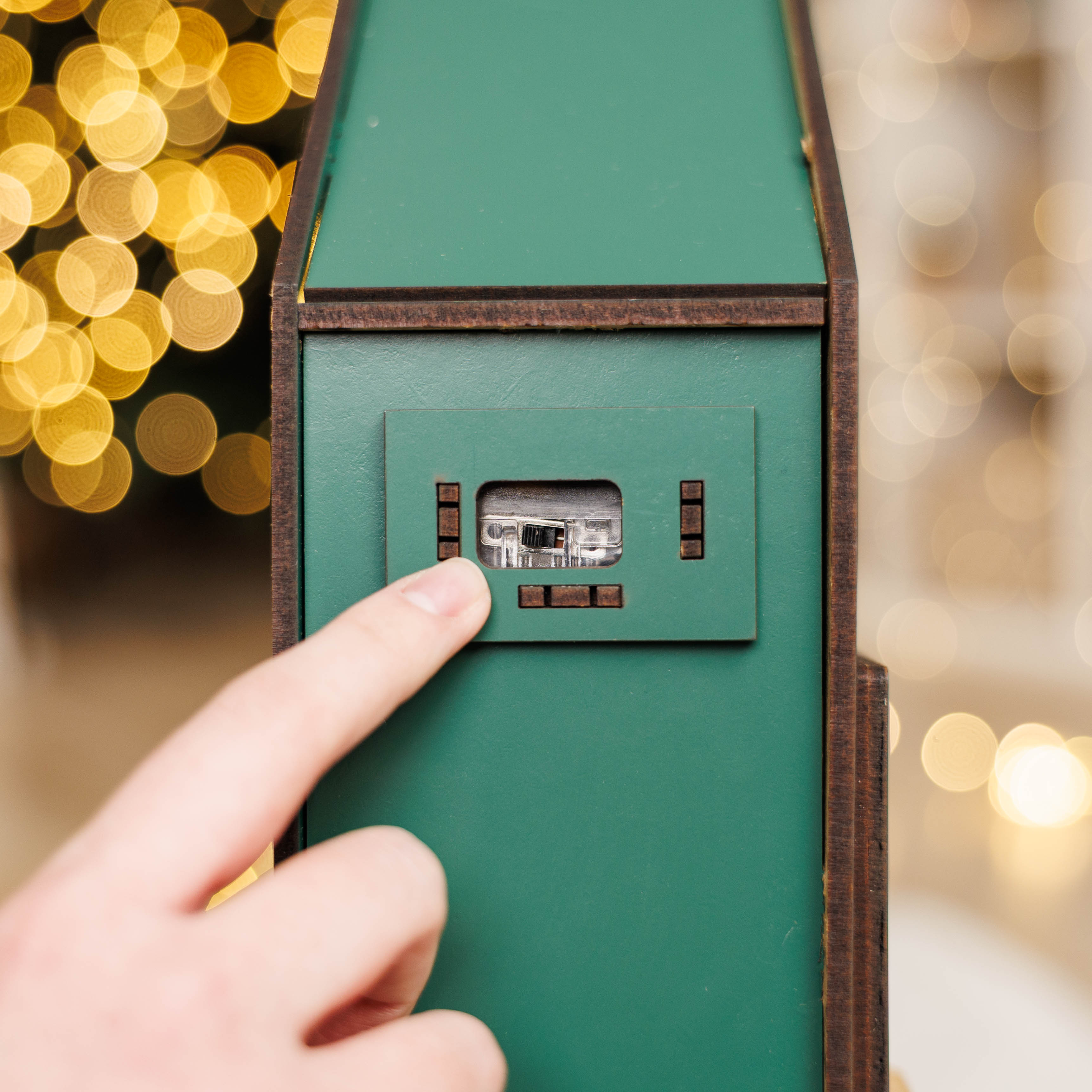 Wooden Christmas Advent Calendar with 24 Drawers - Green