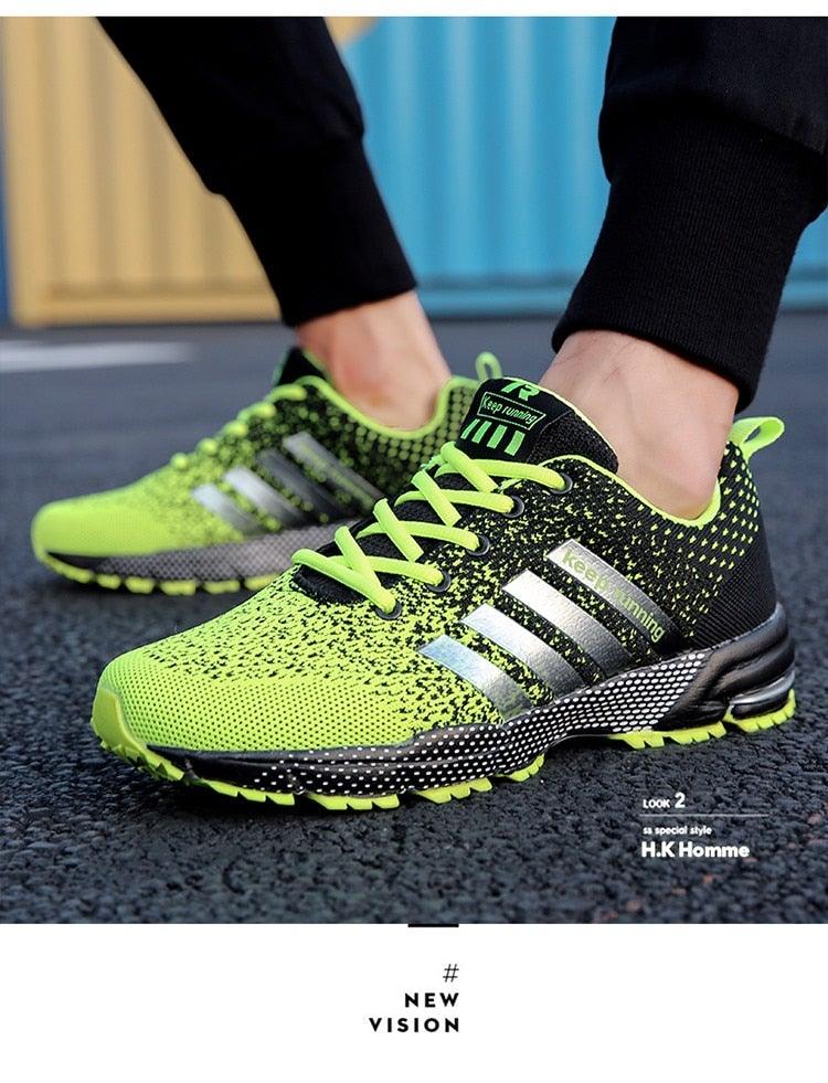 Green Lightweight Men’s Running Sneakers for Marathon & Outdoor
