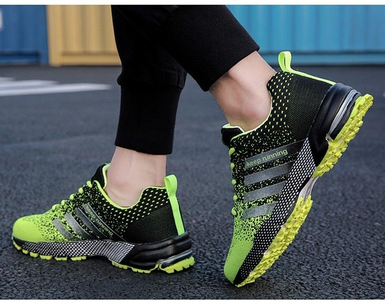 Green Lightweight Men’s Running Sneakers for Marathon & Outdoor