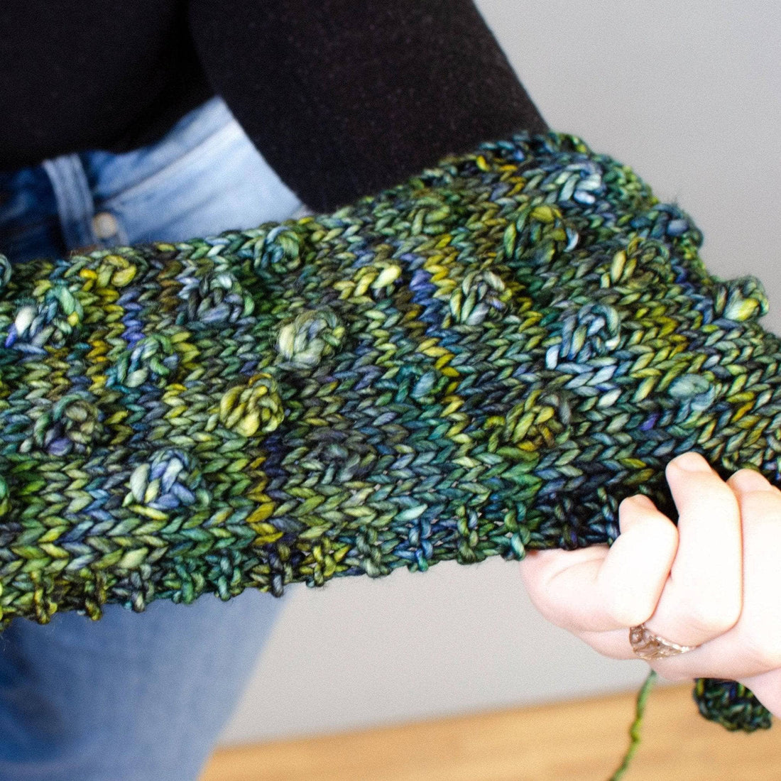Green Goddess Infinity Scarf DIY Knit Kit with Malabrigo Yarn