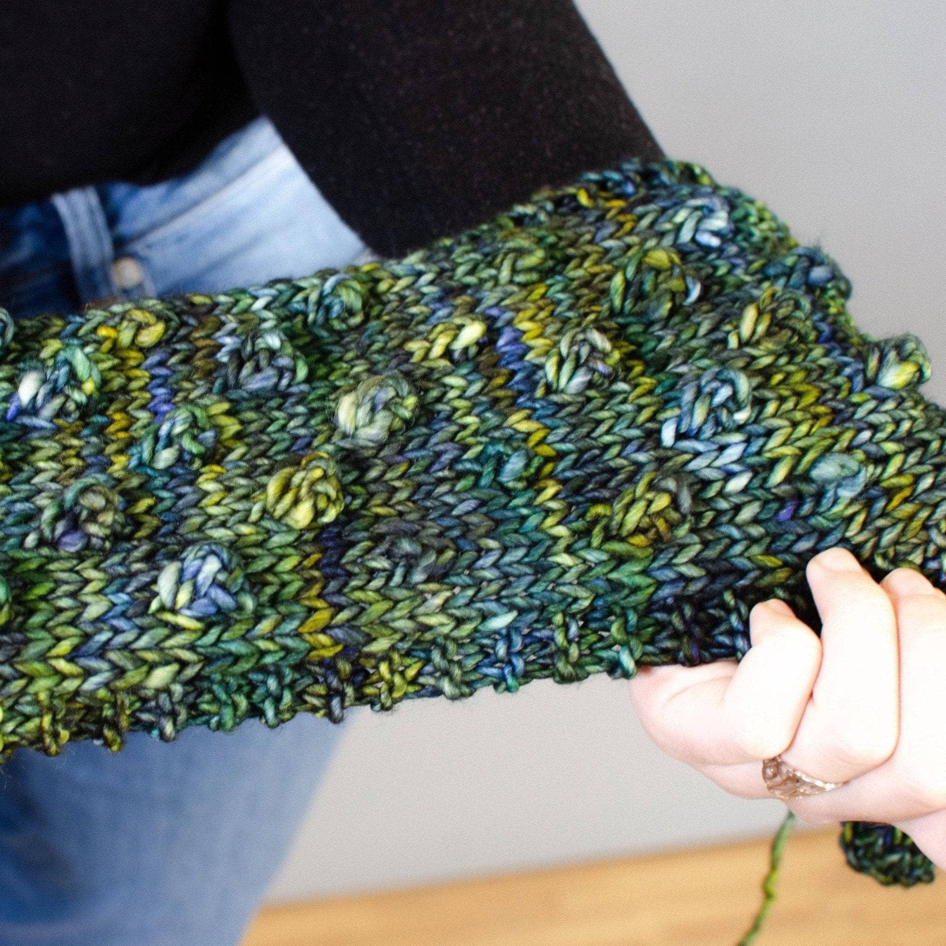 Green Goddess Infinity Scarf DIY Knit Kit with Malabrigo Yarn