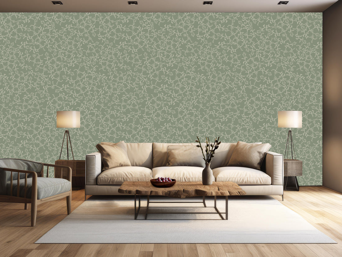 Maeva Floral Wallpaper in Beige, Blue-Gray and Off-White