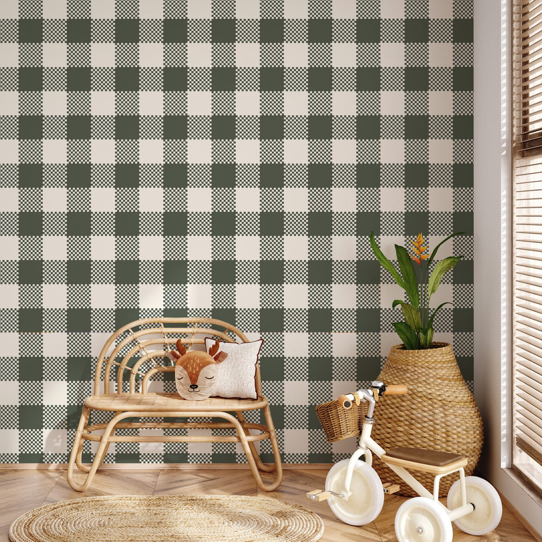 Stetson Geometric Wallpaper, Classic Blue and White