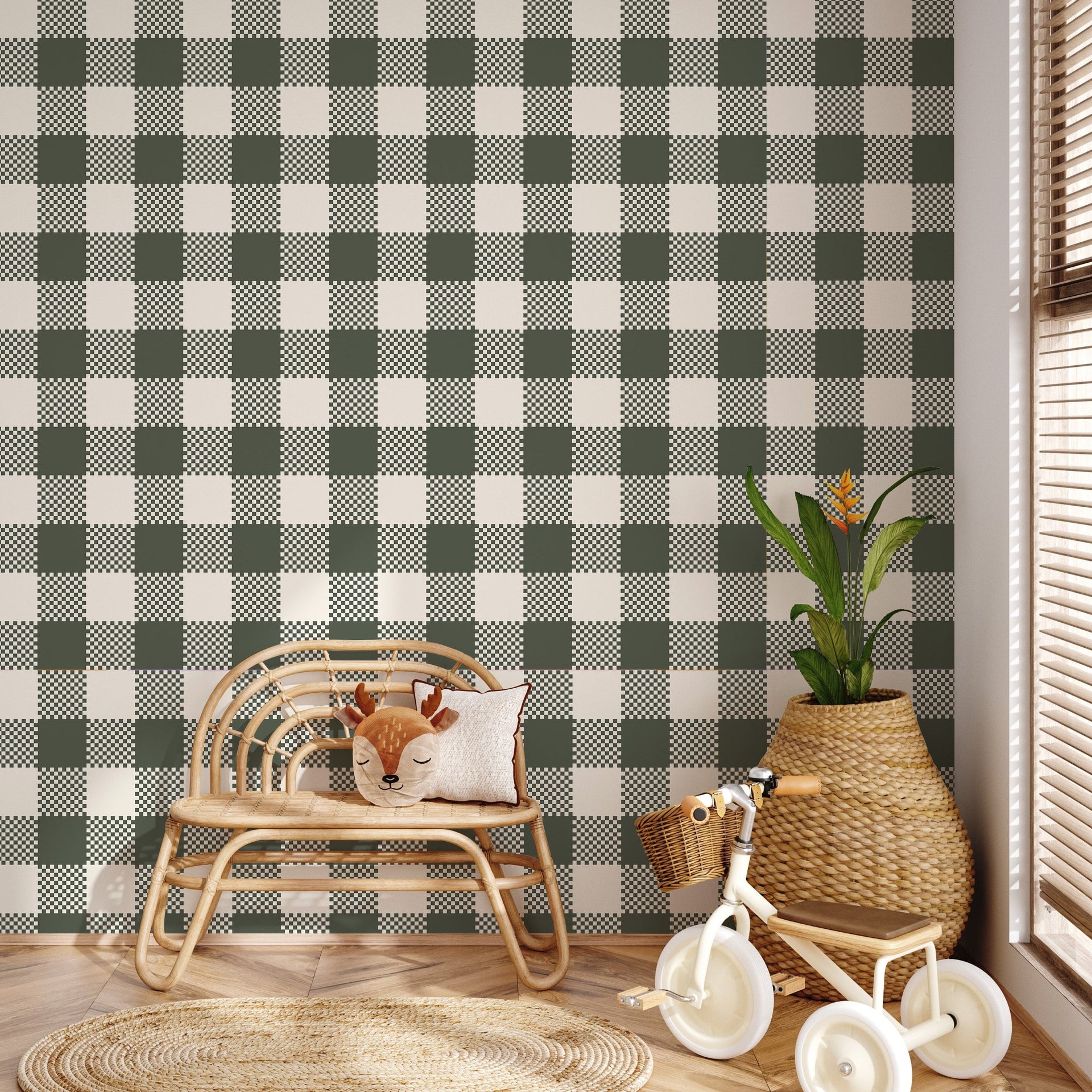 Stetson Geometric Wallpaper, Classic Blue and White