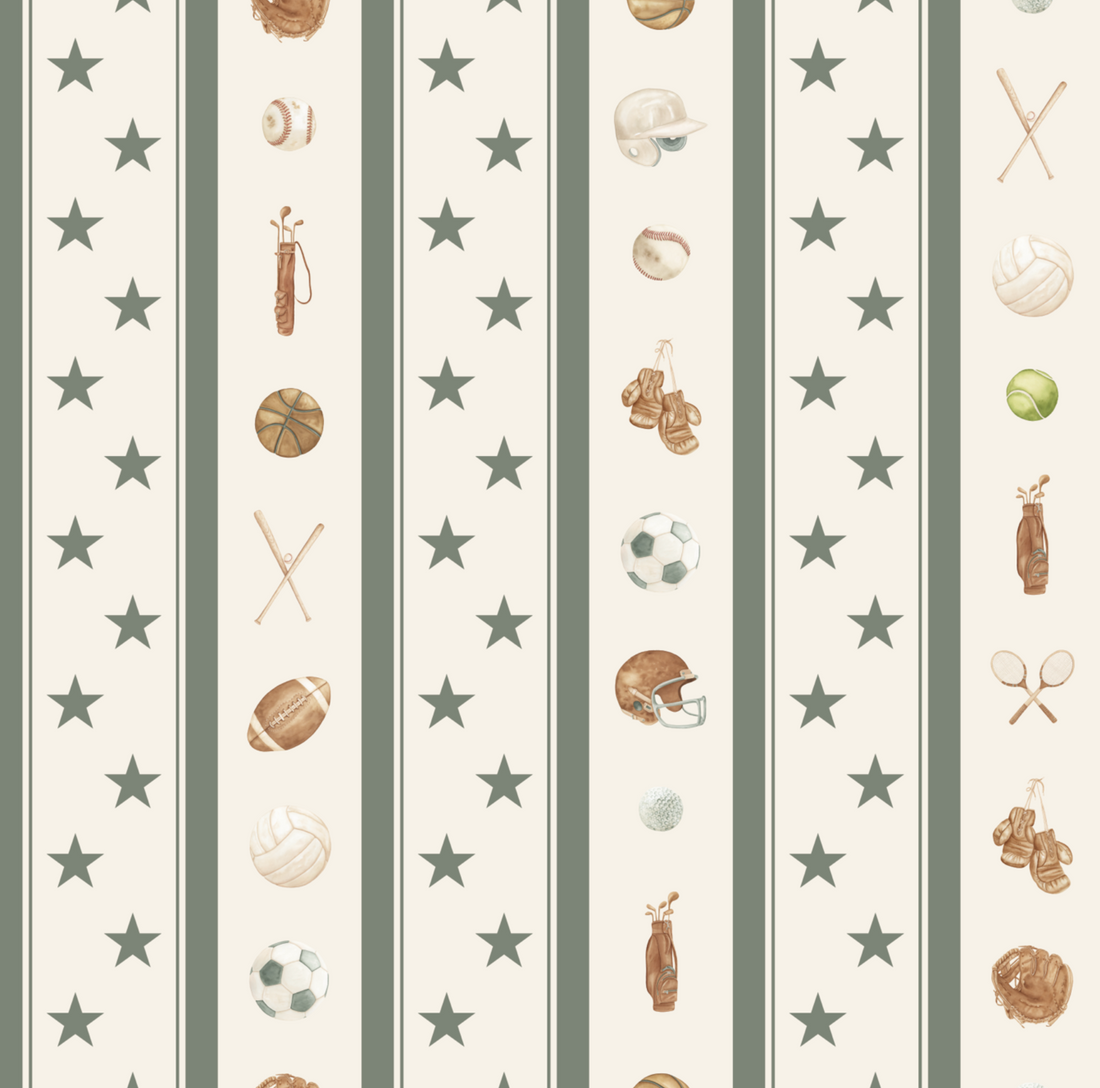 Lawson Striped Wallpaper in Cream, Blue and Brown for Nursery