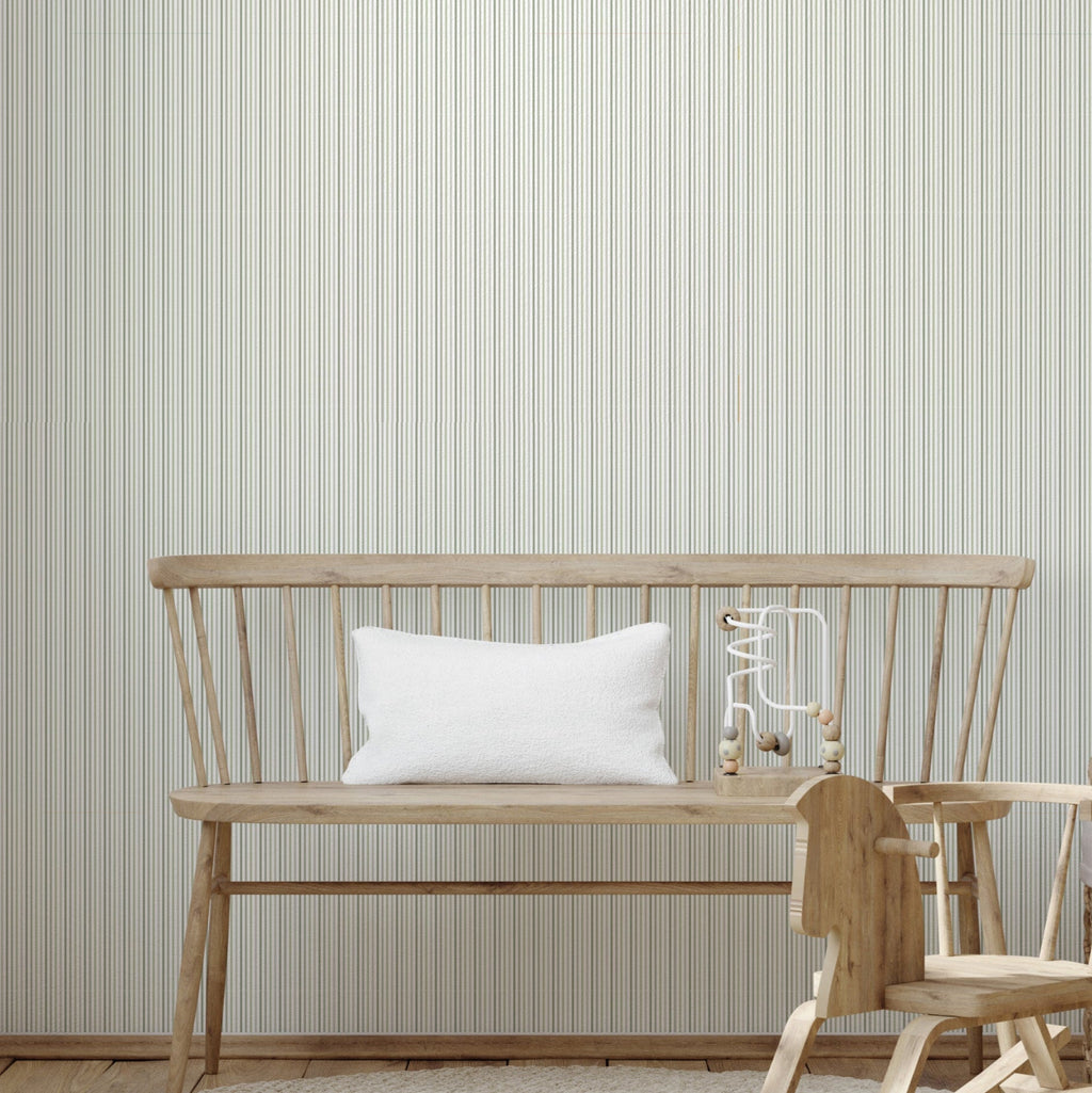 Reeve wallpaper with minimalist multi-colored and white striped pattern