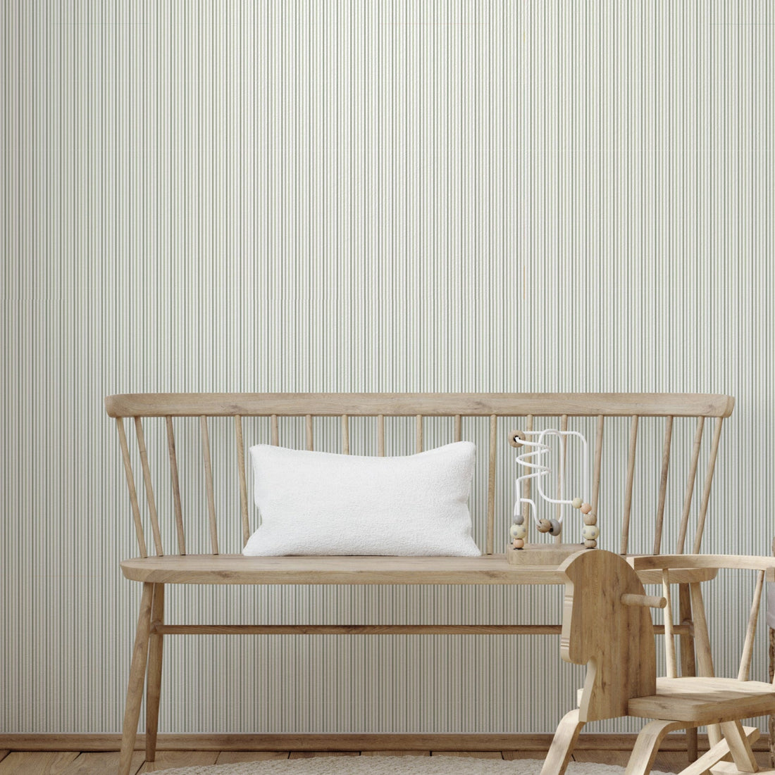 Reeve wallpaper with minimalist multi-colored and white striped pattern
