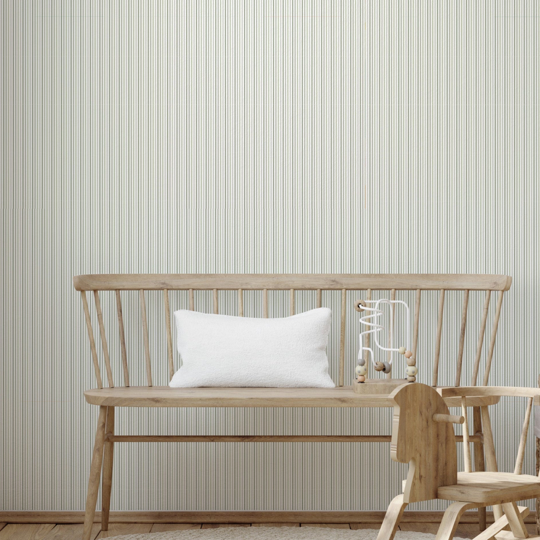 Reeve wallpaper with minimalist multi-colored and white striped pattern
