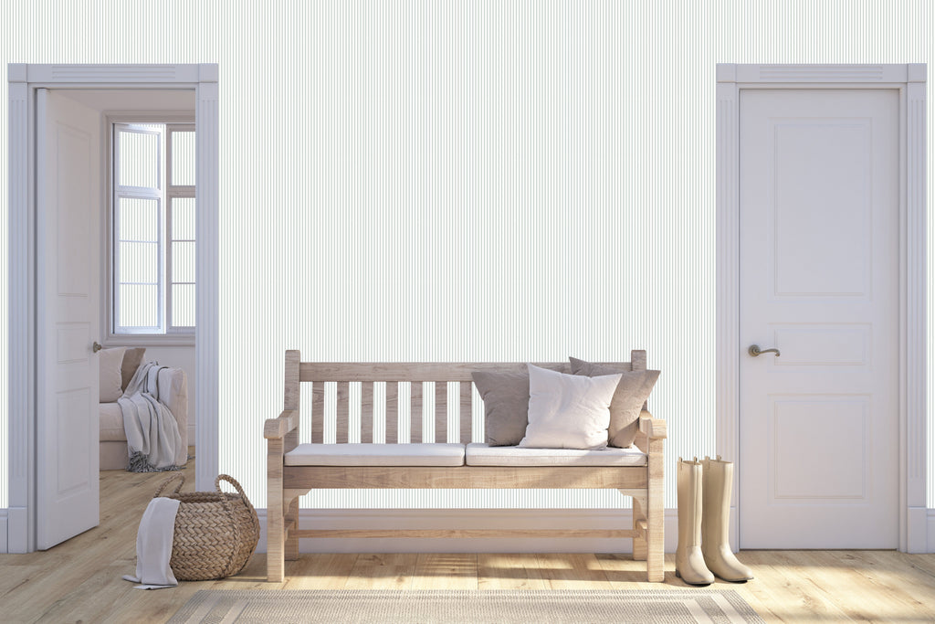 Ansel Striped Wallpaper in White, Pale Blue, Pink, and Yellow