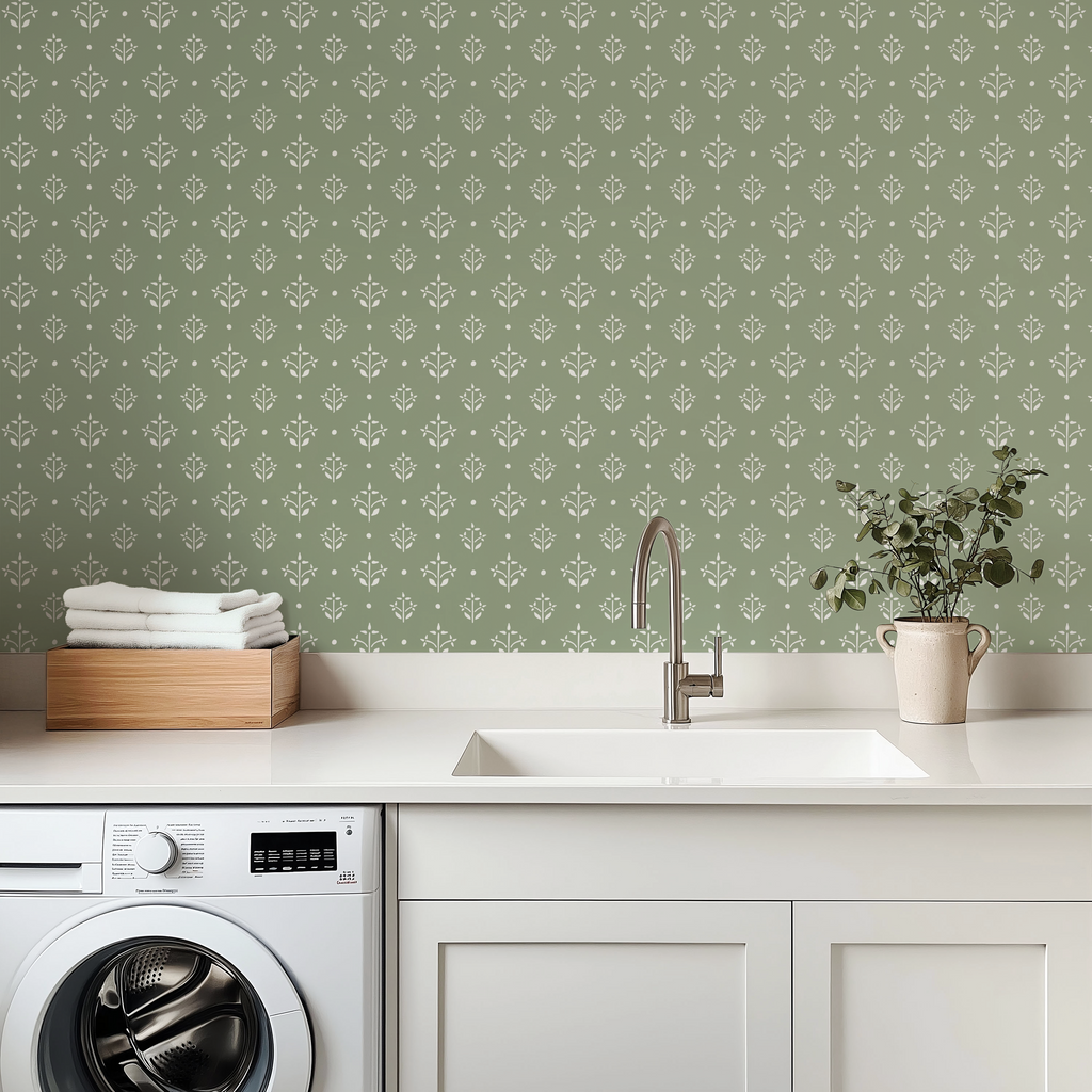 Esme Coastal Floral Removable Wallpaper - Blue White and Lavender
