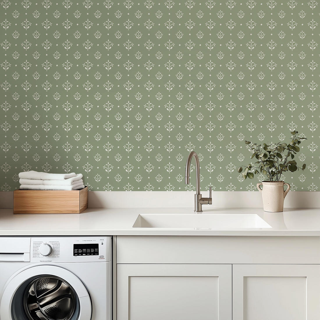 Esme Coastal Floral Removable Wallpaper - Blue White and Lavender