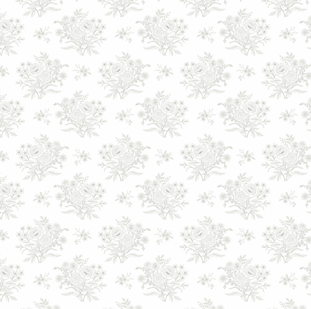 Kylia Floral Wallpaper in White Grey Taupe and Blue Classic