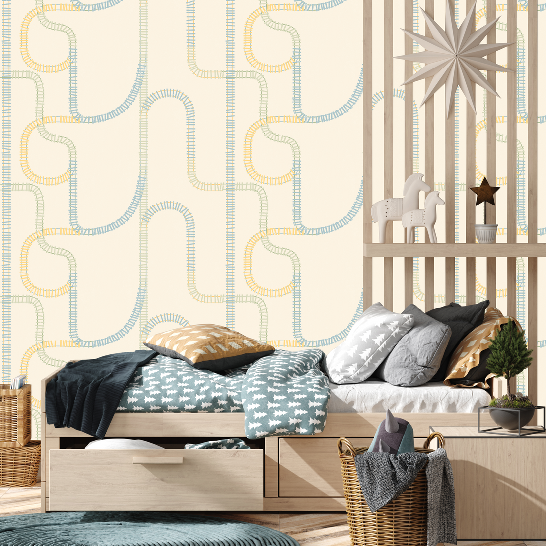 Danny Wallpaper by House of Haricot featured on a styled interior wall