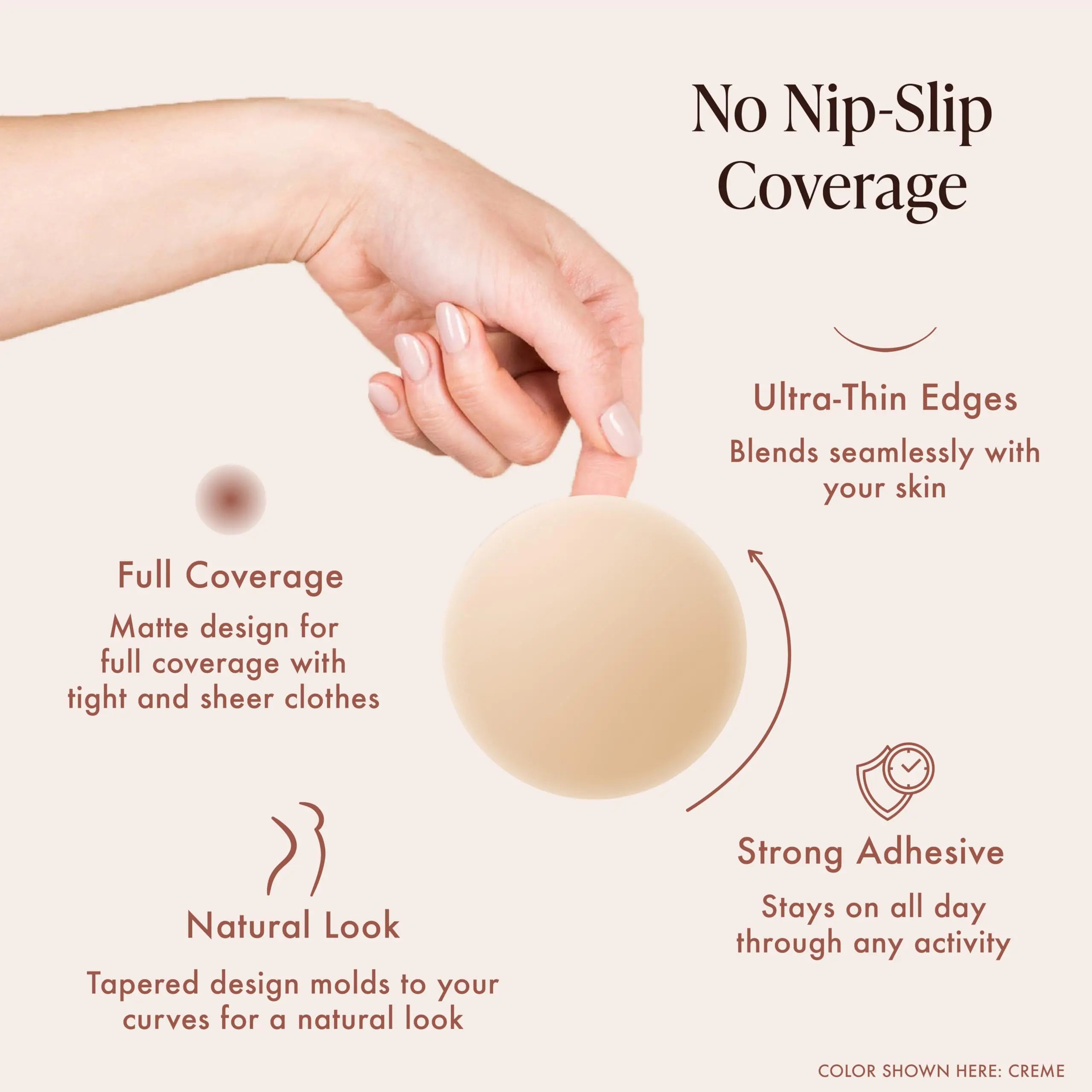 Reusable Silicone Nipple Covers - Waterproof, Nude, 4 Shades - Sticky Breast Stickers for Strapless Dress Crème Medium (Fits C-DD)